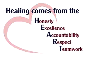 Our values: Healing comes from the honesty, excellence, accountability, respect and teamwork.